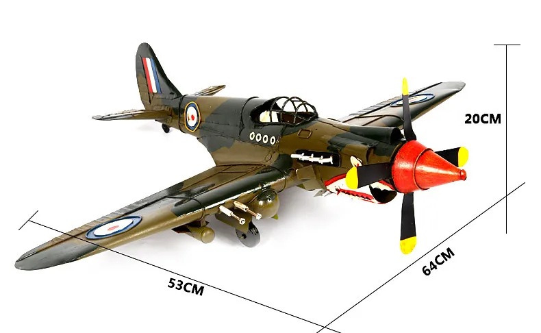 1pcs 20 inch hand made metal fighter model The Flying Tiger fighter plane for desk deck