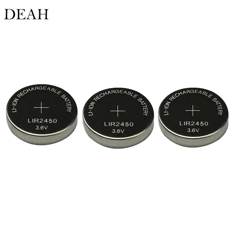 

3PCS 3.6V LIR2450 LIR 2450 lithium rechargeable battery for remote control toy watch computer motherboard button cell CR2450
