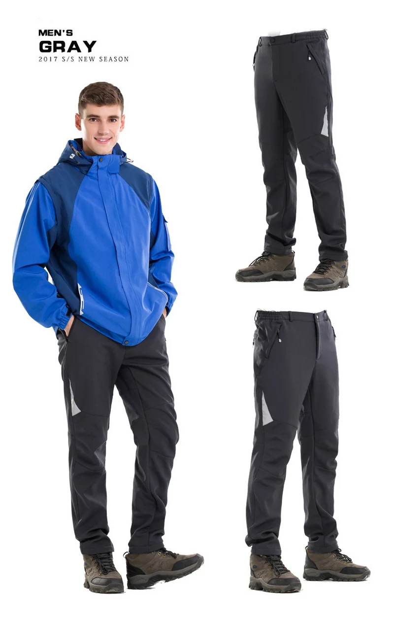 LoClimb Светоотражающие водонепроницаемые походные брюки мужские зимние уличные спортивные брюки походные альпинистские треккинговые флисовые лыжные брюки AM335