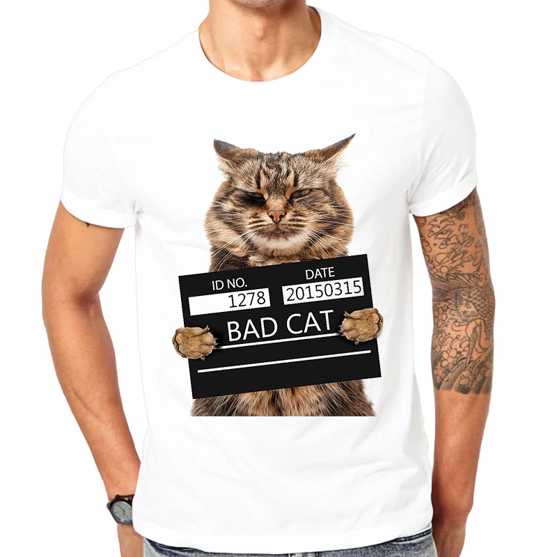

2019 Latest funny print design Bad cat Summer T-shirt Cool men spring summer shirt brand fashion shirt cool tops
