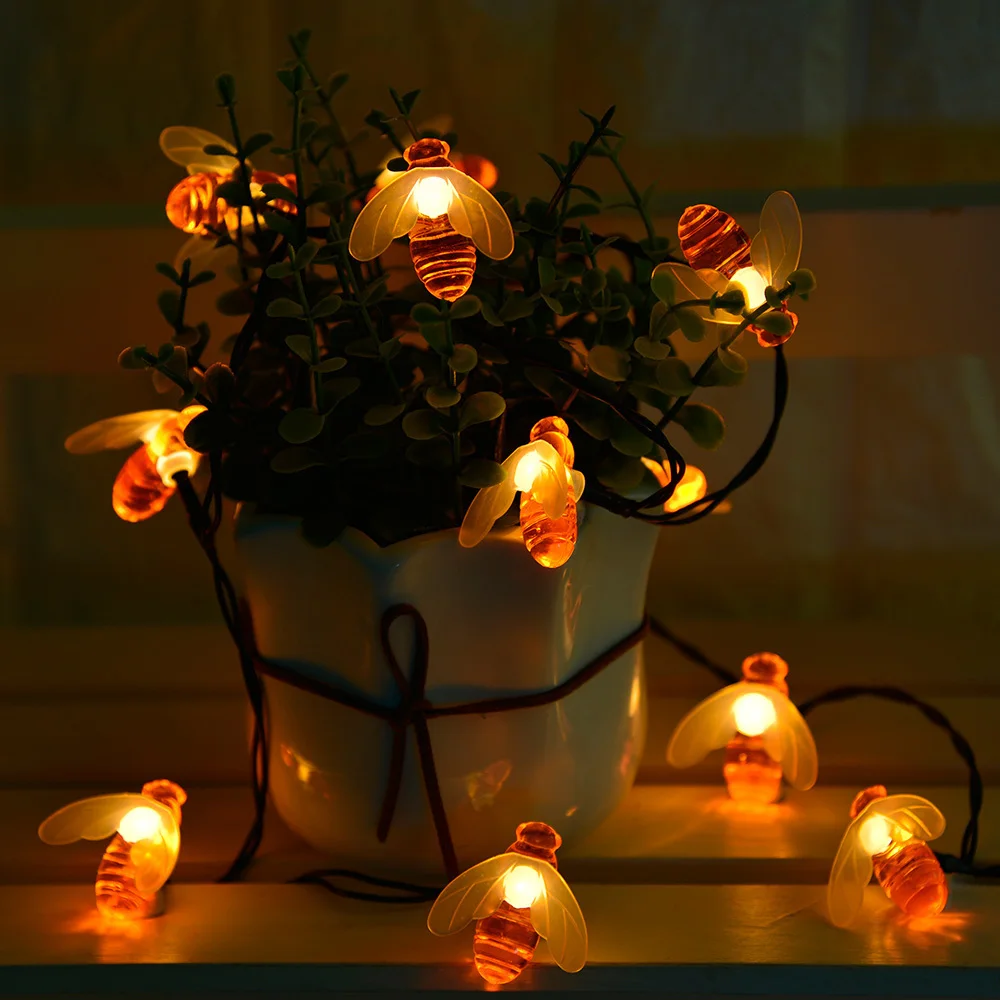 

Bee LED String Light 10/20/30/40leds Battery Power Light String Holiday Party Christmas Garland Decoration Fairy Lights