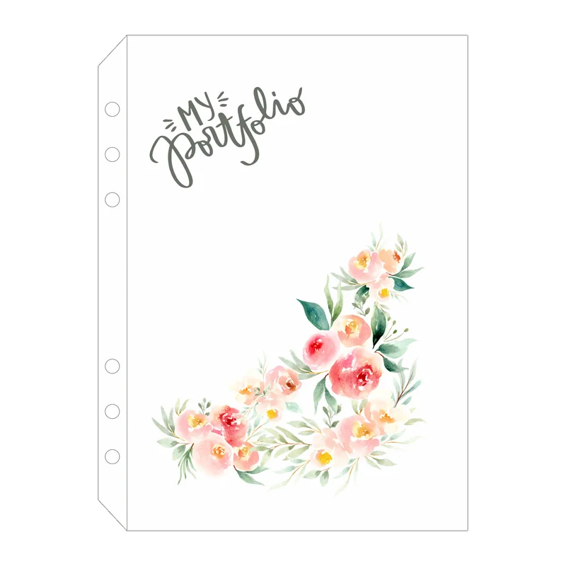 Jamie Notes Cute Cartoon Flower Design Pvc Zipper Bag Binder Notebook 6 Hole Index Organizer Inner Pocket Accessories Stationery