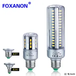 Foxanon 25 Вт 20 Вт 15 Вт 9 Вт 7 Вт 5 Вт светодио дный лампа E27 E14 110 V 220 V лампы кукурузы полный Алюминий охлаждения без мерцания SMD5736 светодио дный