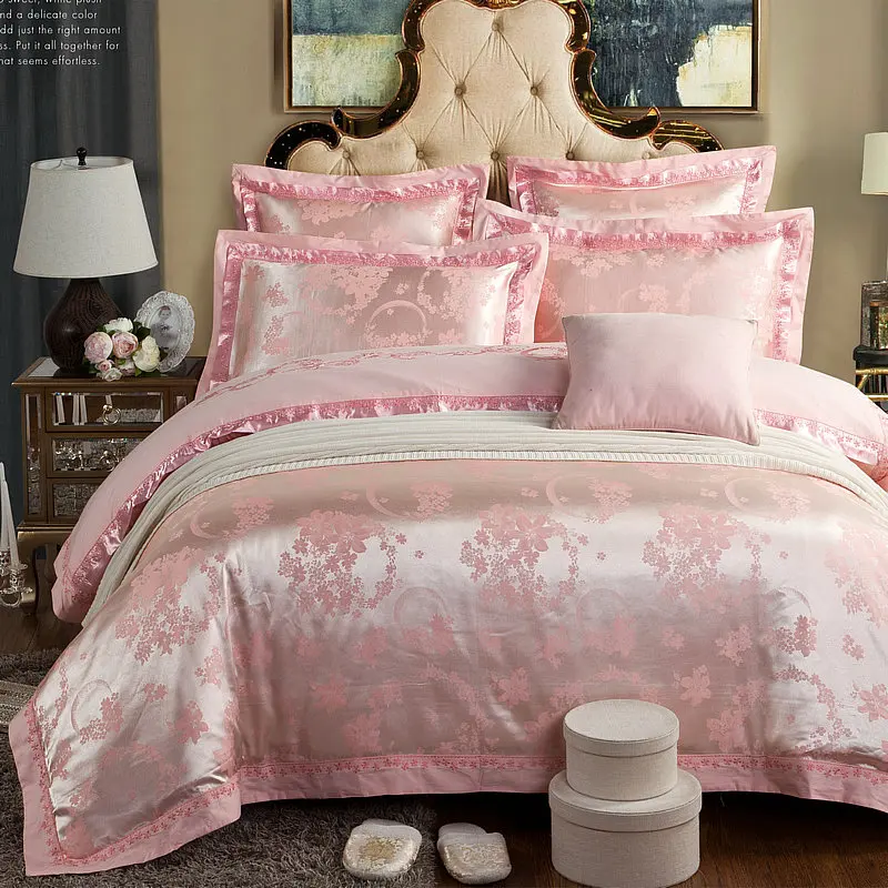 Waliicorners Gold Silver Beige Luxury Silk Jacquard Bedding set Queen King size Duvet cover set Embroidery Bed sheet Linen set Pillowcases 39 IMG_5935