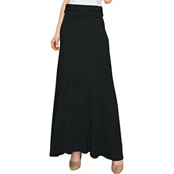 

Women skirts Fashion Modal Solid color elastic high waist flared long skirts Hot summer Stretchy casual holiday Slim female Girl