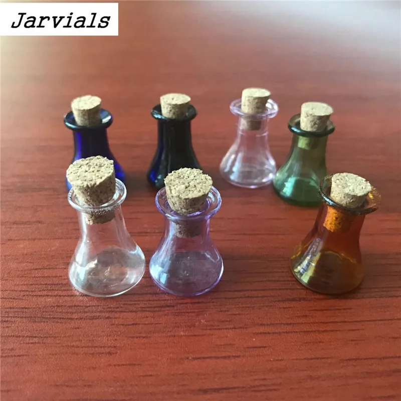 مصغرة الزجاج اللون قارورة زجاجات نموذج لطيف زجاجات مع الفلين قليلا شقة أسفل Winebottle هدية صغيرة الجرار قوارير مزيج 7 الألوان