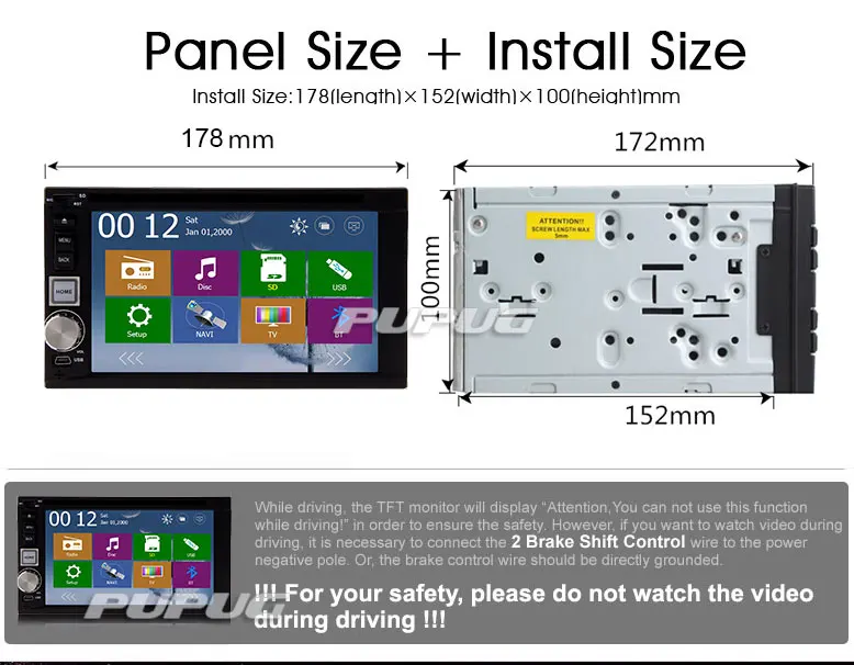 Top FM AM RDS 6.2 Inch Touch Screen Autoradio Auto MP3 GPS Map Car DVD BT 3D SD USB HeadUnit PC Sub EQ Stereo Radio 7