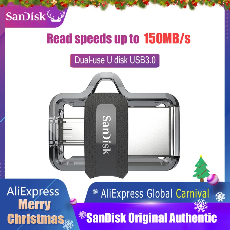 

Sandisk Extreme USB Flash Drive 128GB 64GB 32GB 16GB Dual OTG Pen Drive High Speed Memory U Disk Micro USB3.0 Card SDDD3