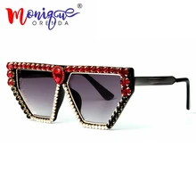 Женские солнцезащитные очки, модные брендовые женские солнцезащитные очки, Роскошные, стразы, негабаритные солнцезащитные очки, Винтажные Солнцезащитные очки oculos de sol feminino