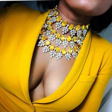 Новое поступление Для женщин с украшением в виде кристаллов колье драгоценный камень бусы колье Boho Femme Многослойные заявление ожерелье Макси Цепочки и ожерелья модные свадебные украшения