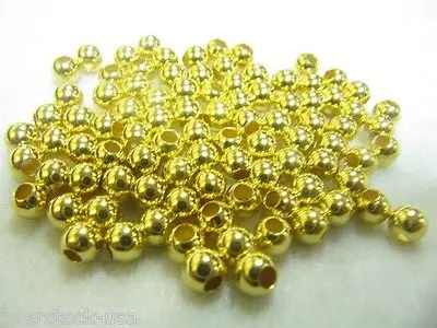 

[NEW ] 10pcs Solid 24K Yellow Gold Smooth Round Beads 1.2g / for Bracelet