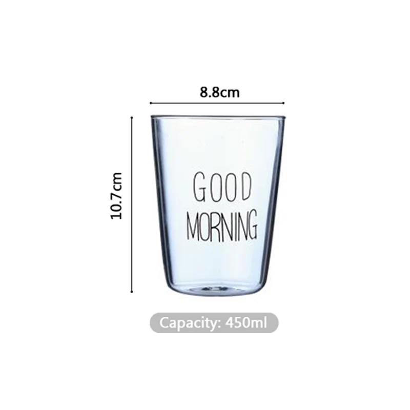Простой моменты доброе утро прозрачный Стекло термос для воды, кофе Чай чашки Напитки Десерт Кружка для молока на завтрак Кухонные принадлежности 400 мл - Цвет: Черный