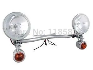 Chrome Metal Passing Turn Signals Spot Light Bar for Harley Softail Touring Honda VTX VT Yamaha V Road Star Kawasaki VN Suzuki Chrome Metal Passing Turn Signals Spot Light Bar for Harley Softail Touring Honda VTX VT Yamaha V Road Star Kawasaki VN Suzuki