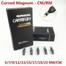 Коробка из 20 штук 0,30/0,35 MM Премиум-качество серый патроны иглы татуировки-изогнутый закруглённый Magnums 5/7/9/11/13/15/17/19/23RM