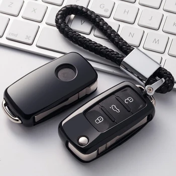 

OkeyTech Soft TPU Car Key Fob Cover With Key Chain For VW Passat Golf Jetta Bora Polo Sagitar Tiguan For Skoda Octavia A5 Fabia