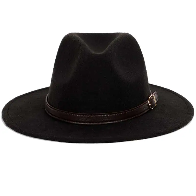 Bowler hat Man Mens Fashion Shallow Fedora Hats Classic Unisex Solid Color Belt Gold Buckle Large Size caps