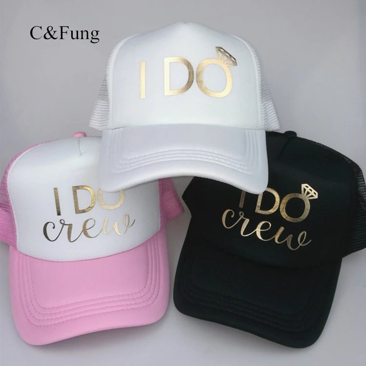 womens designer baseball caps C&Fung I Do I Do Crew Caps Bride To Be Hen Night Snapback Baseball Trucker Mesh Caps Bridal Caps Bridal Party Gift For Wedding yellow baseball cap