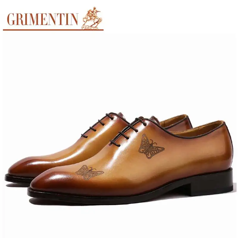 

GRIMENTIN goodyear handmade carved mens derby shoes genuine leather high grade customized wedding men shoes
