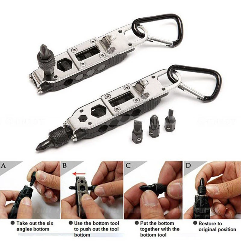 Magic Multifunction Screwdriver Sets Mini EDC Tools Pocket Keychain Screwdriver With Phillips Slot Hex Screwdriver LED Light