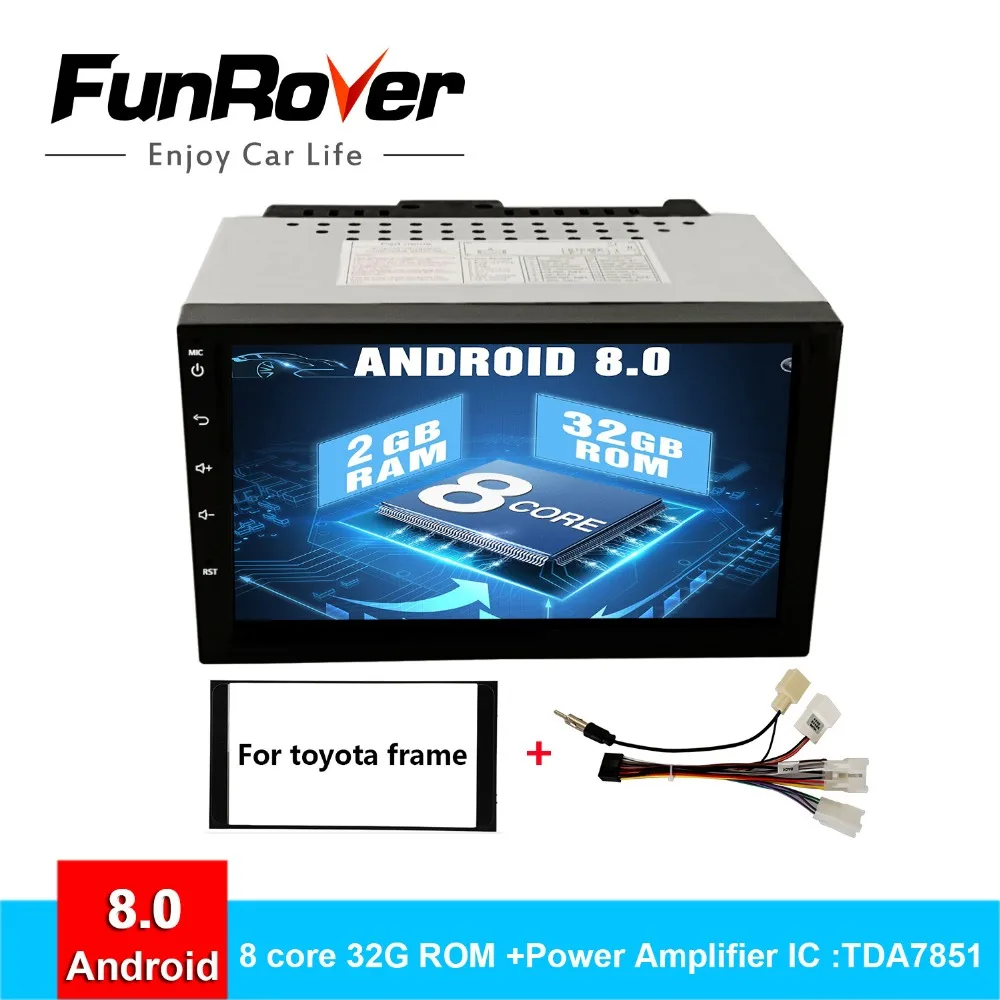 Flash Deal Funrover 2 DIN android8.0 Car DVD GPS for Toyota Terios Old Corolla Camry Prado RAV4 Universal radio wifi Capacitive 7 inch rsd 0