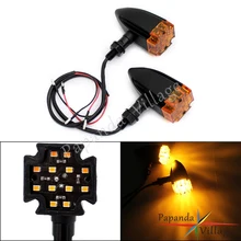 Universal Negro motocicleta 10mm perno Vintage luces de señal de giro parpadeante lámpara lente ámbar para Harley softtail Dyna personalizado