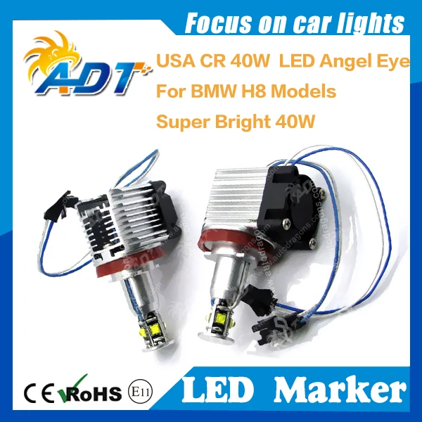 40W Canbus Angel Eyes Xenon Headlight Cr LED Marker Pure White for BMW E87 E82 E90 LCI E91 E92 E93 E60 E61 X1 X5 X6 H8 E92 80w h8 angel eyes led marker xenon white 7000k for bmw e90 e92 x5 e71 x6 e82 m3 e60 e70