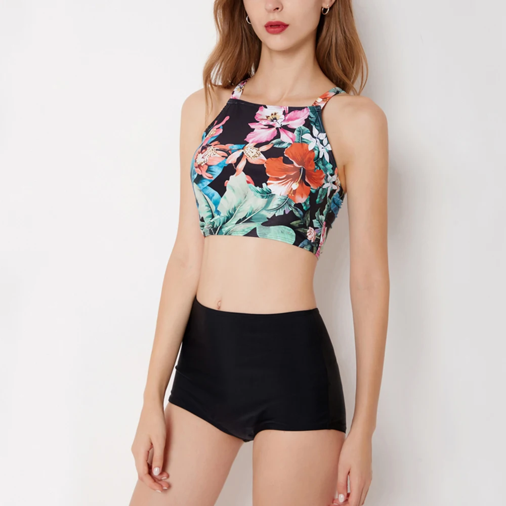 Сексуальный раздельный купальник с принтом женская одежда для плавания летняя пляжная одежда с цветочным рисунком облегающие трико De Bain Femme серфинг плавательное Монокини