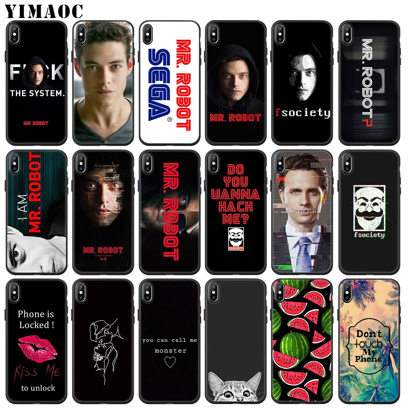 Мягкий силиконовый чехол YIMAOC Mr Robot для iPhone 11 Pro XS Max XR X 6 6S 7 8 Plus 5 5S SE 10 из ТПУ с черным