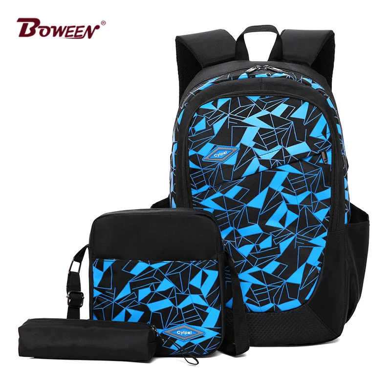 

Fashion Camouflage Teenage Boy Nylon Backpack Schoolbag Youth Laptop Back Pack Men Geometric Back Bag Male Composite Bag black