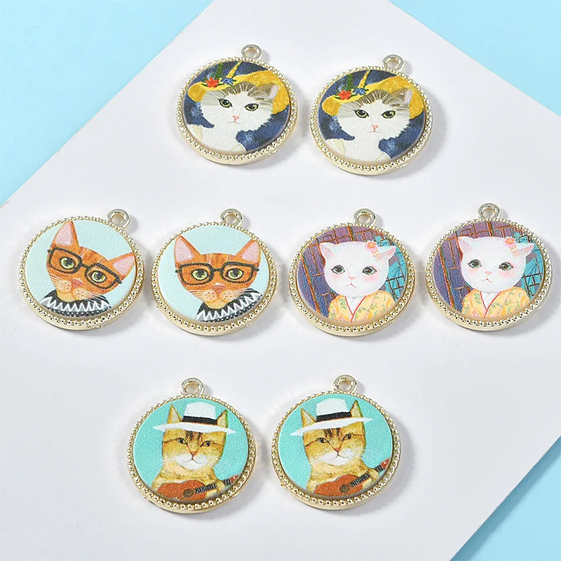 

Alloy/resin materials 21mm cute cartoon cat shape charms diy jewelry earrings for women accessory