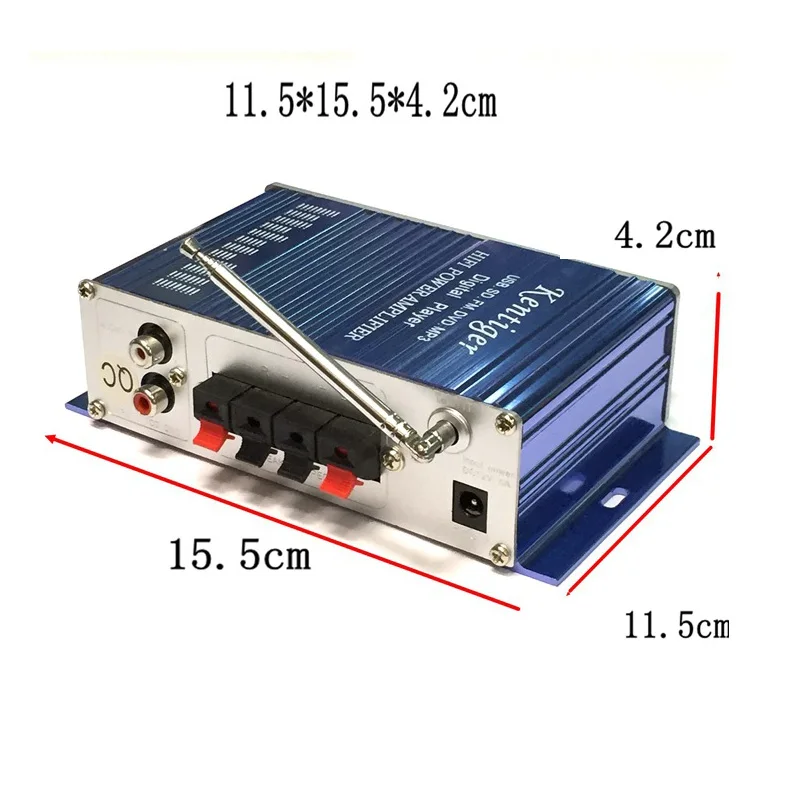 Мини-Аудио Усилитель 20 Вт 2,0-канал Портативный 12 V USB карты Дисплей Hi-Fi стерео приемника совместимая со смартфонами iPhone MP3 для 4Ohm