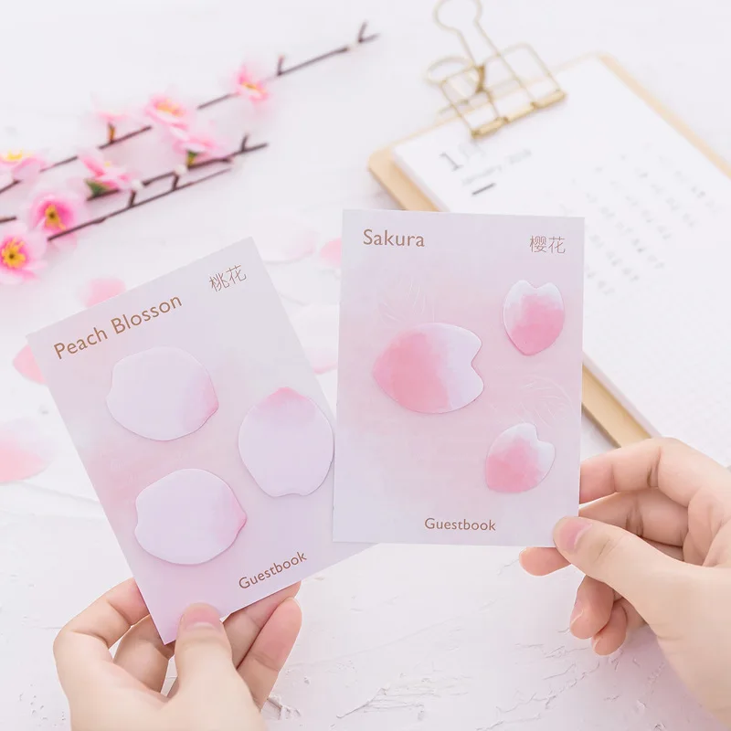 

1 PCS Cute Beautiful Cherry Petals Memo Pad Paper Post Notes Sticky Notes Notepad Stationery Papeleria Office School Supplies