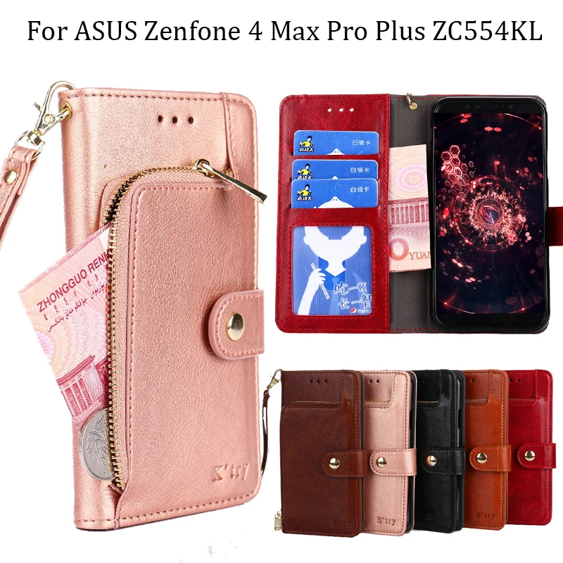 

Hanman For ASUS Zenfone 4 Max Pro Plus ZC554KL Luxury PU Leather Wallet Case Silicon Back Cover with Magnetic Close Card Slot