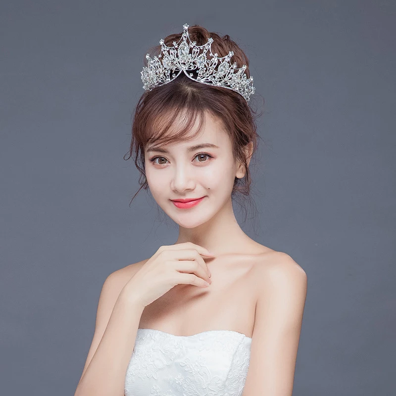 

HOT Baroque Queen Princess Wedding Crowns and Tiaras Crystal Pearl Crown for Bride Accessories Women Party Prom Headpiece CR170