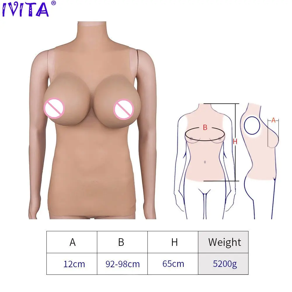 IVITA 5200g Реалистичная силиконовая форма для груди полубоди трансвеститов