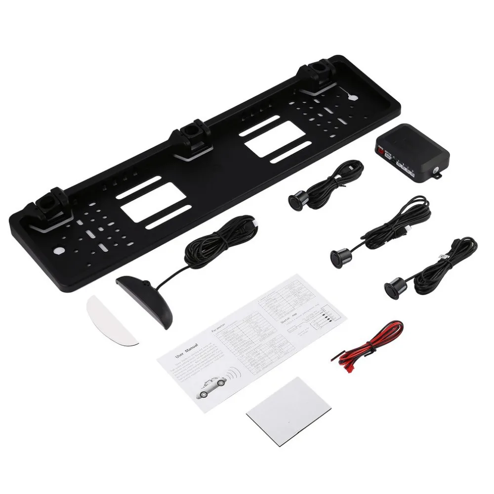 

LED Reversing Radar Vehicle European License Plate Frame Car Parking Sensor System with 3 Ultrasonic Sensor on EU Plate Frame