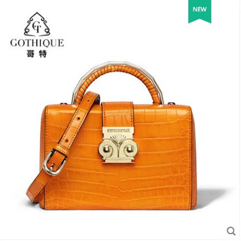 

gete 19 New Crocodile leather single shoulder bag lady bag crocodile skin belly small square bag fashion trend oblique cross bag