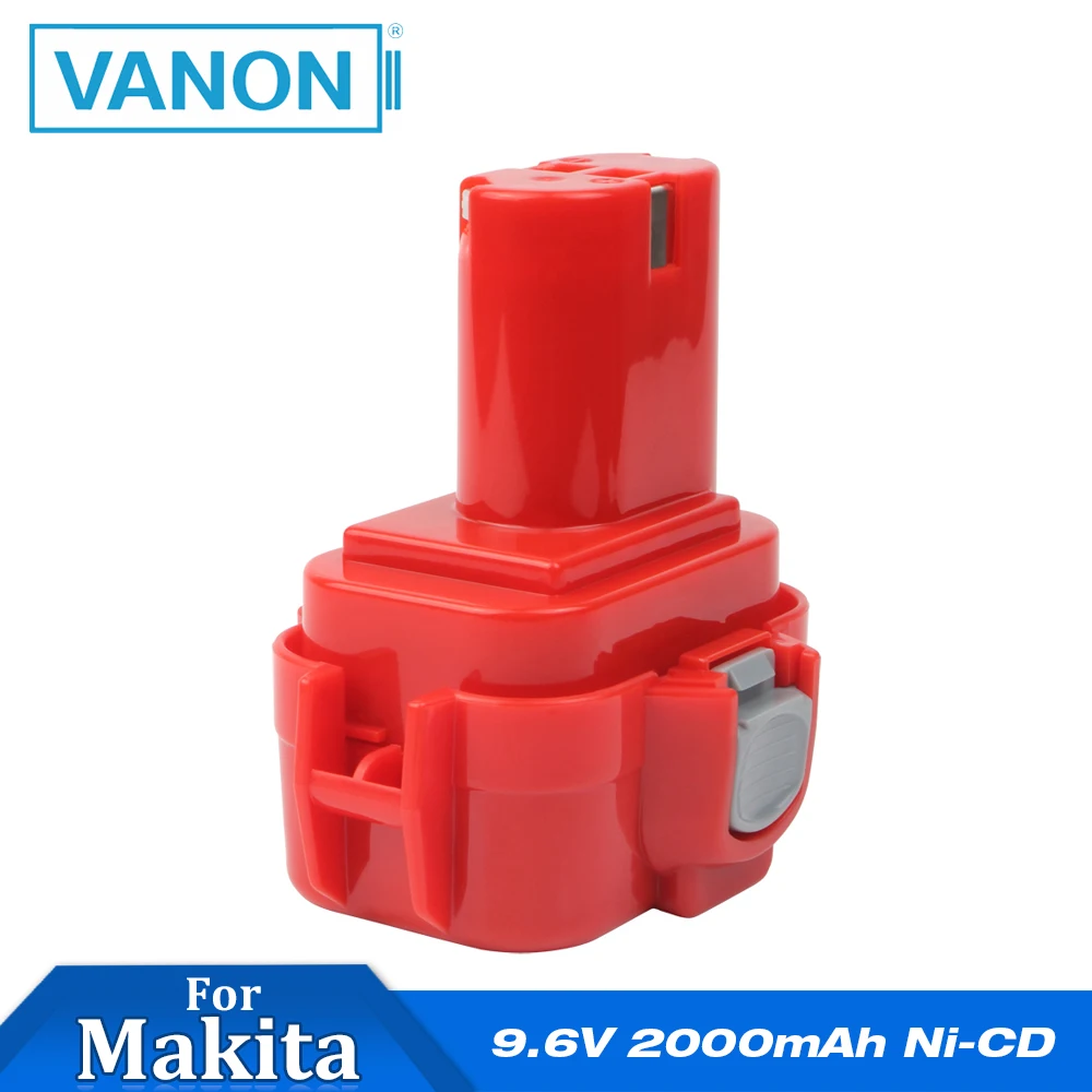 

VANON For makita 9.6V 2000mAh Ni-CD Rechargeable Power Tools Battery for MAKITA 9120 Red 2.0Ah 9122 638344-4-2 6202D