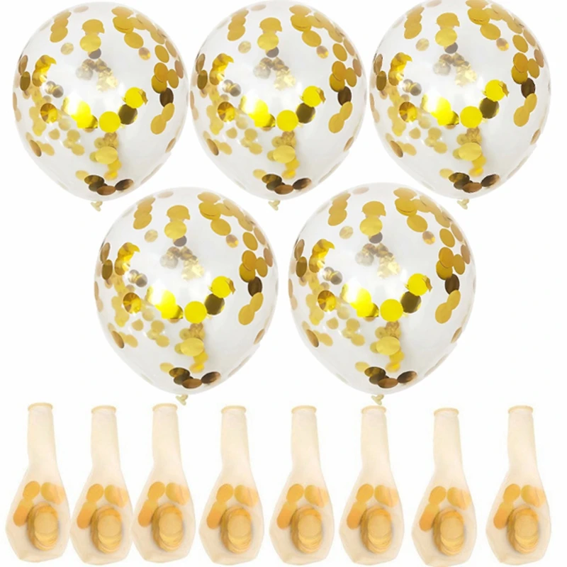

10pcs/lot 12Inch Clear Metallic Foil Confetti Balloons Gold Silver Wedding Birthday Party Decoration Party Supplies Air Globos