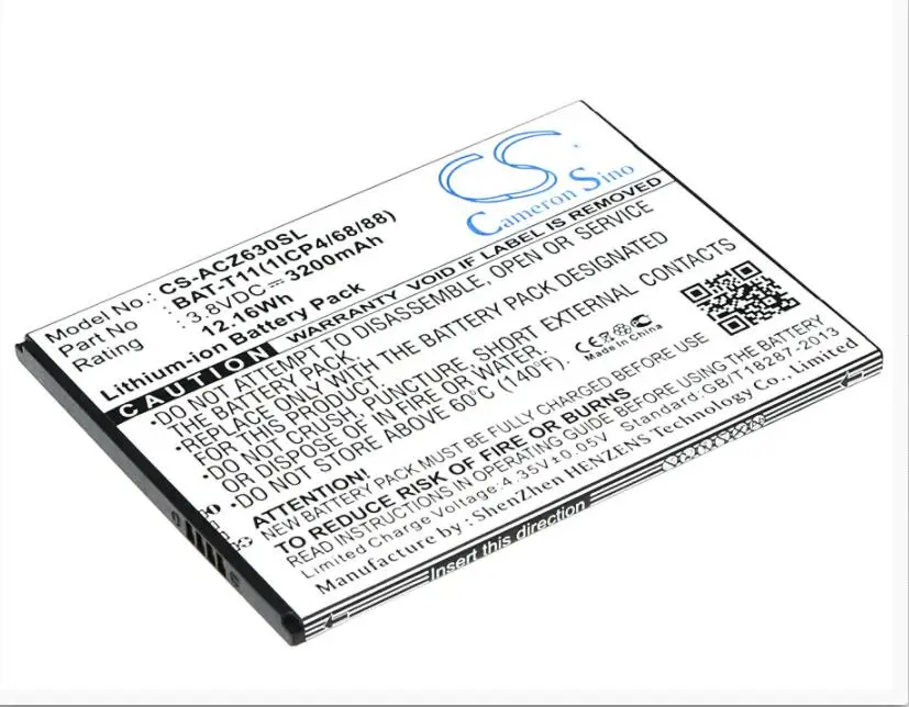 Аккумулятор Cameron Sino 3200mah для ACER Liquid Z630 Z630S T04 BAT T11 (1ICP4/68/88) KT.0010S. 018 мобильный