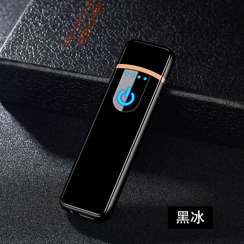 Отпечаток пальца Сенсорная Электронная USB Зажигалка Двусторонняя зажигание электрическая зажигалка для сигарет Вольфрамовая турбо плазменная дуговая зажигалка - Цвет: Frozen Black