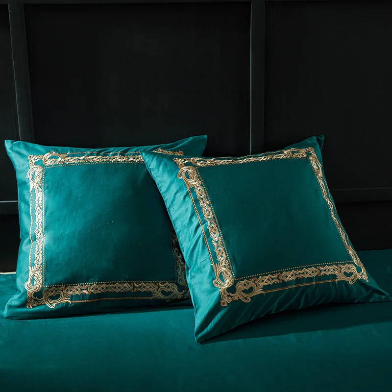 Waliicorners 60SEgyptian Cotton Embroidered Luxury Royal Bedding Set 4/6Pcs King Queen Size Duvet Cover Bed Sheet set Decorative Pillowcases 34 3