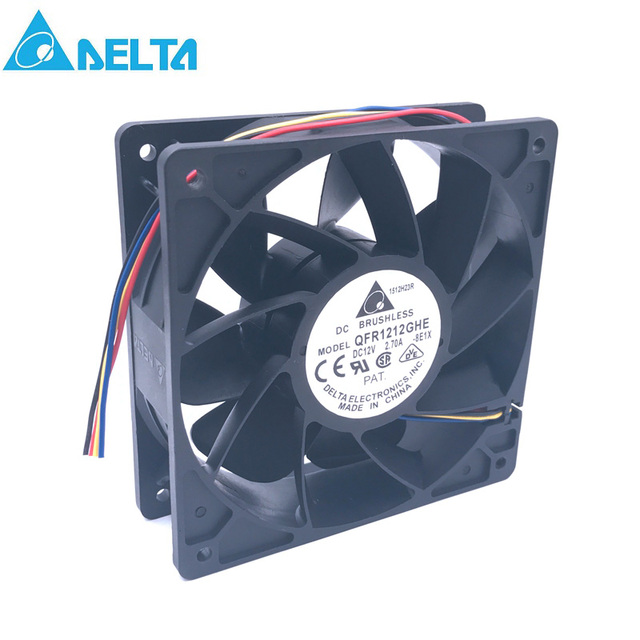 Original Delta Qfr1212ghe 12 V 2 70a 12038 12 Cm Bitcoin Miner Fan 12 Cm Pwm Machtigsten Fur Bitcoin Mining - 