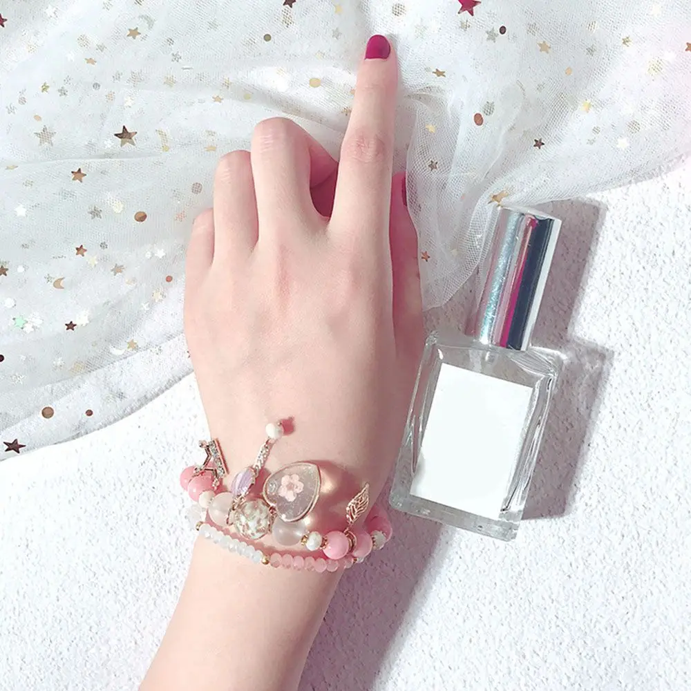 

1Pc Crystal Beaded Bracelet Korean Sweet Sea Style Shell Flower Leaves Adjustable Bangle Charm Femme Charm Jewelry Gift