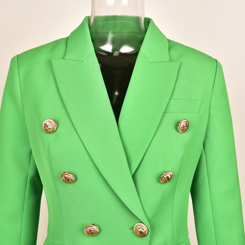 2019 New Design Plus Size Green Office Lady Blazers Coat Solid Lion Button Slim Women Blazer Jacket Outerwear Femme High Quality