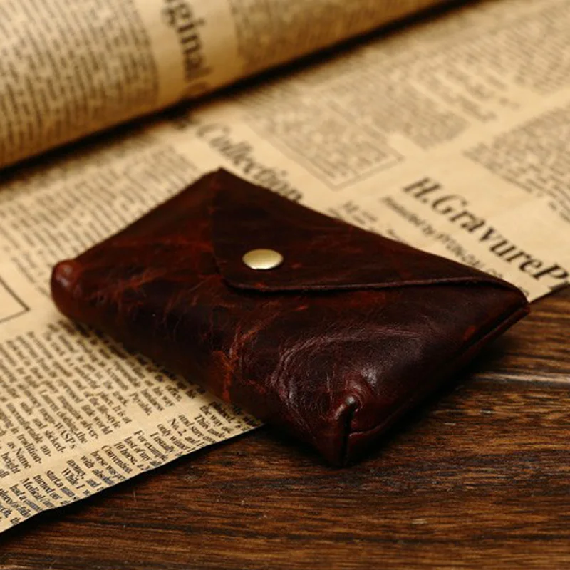 Винтажный кошелек из натуральной кожи для кредитных карт, держатель для карт, старый классический маленький кошелек для монет с защелкой, держатель для ID, чехол из мягкой кожи