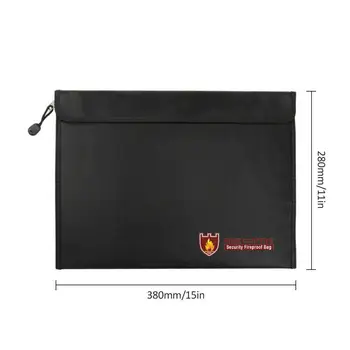 

Multifunction Black Fireproof Safe File Bag 38*28cm Double-Sided Fireproof File Bag For Home Office Top Quality