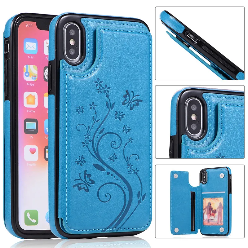 Tikitaka Butterfly Pattern Wallet Case For iPhone 7 8 Plus XR XS Max Magnet Leather Flip Cases For iPhoneX 7Plus 6 6S Plus Cover