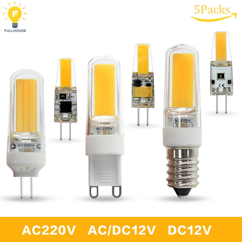 5 шт./лот 2018 Новый светодиодный светильник G4 G9 E14 AC/DC 12 V 220 6 W 9 COB лампы для