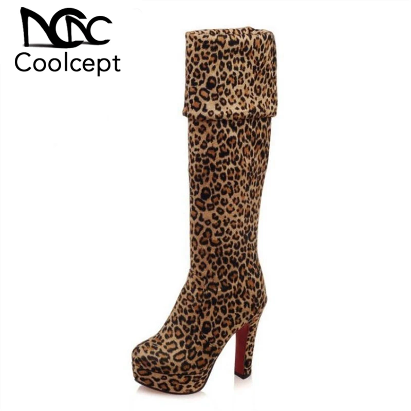 fur leopard boots